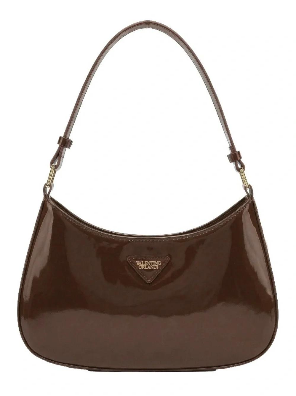 Valentino Orlandi “Mia” Gorgeous Glossy Chocolate Brown Shoulder Bag - Picture 1 of 1